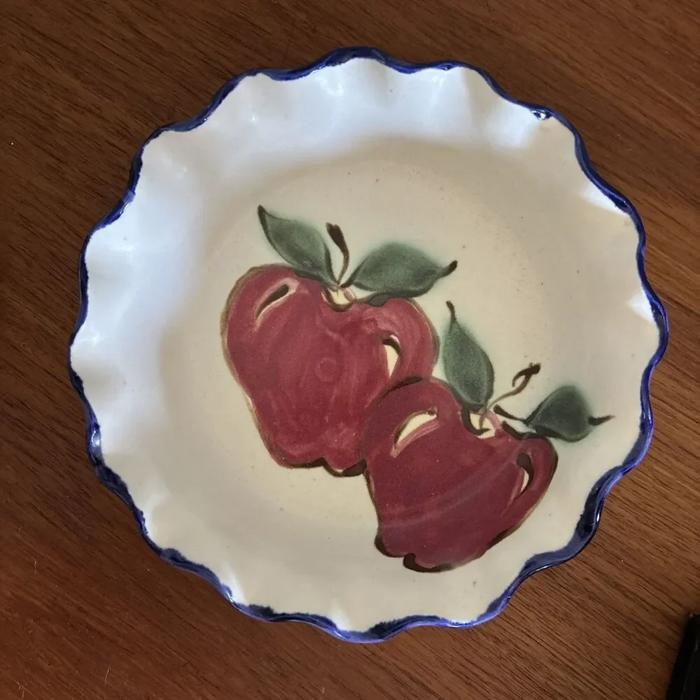 Vintage Clouds Folsom Apple Pattern Deep Dish Pie Cobbler Pan Ruffled 8